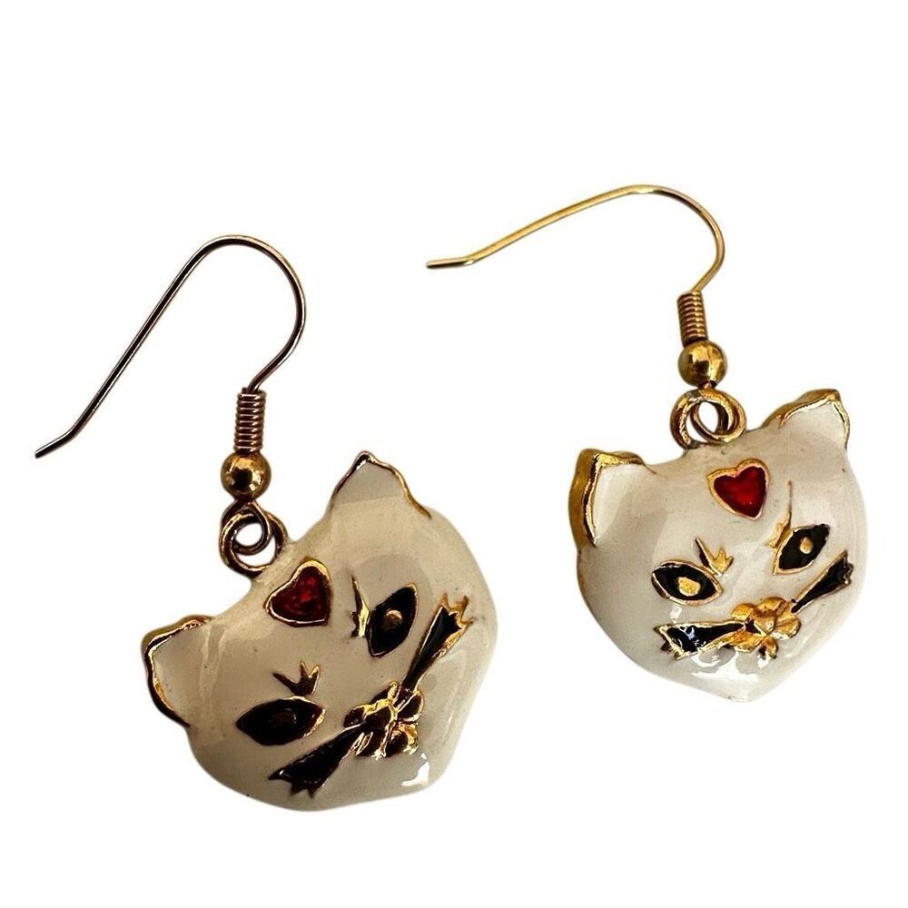 Cloisonné Cat Earrings